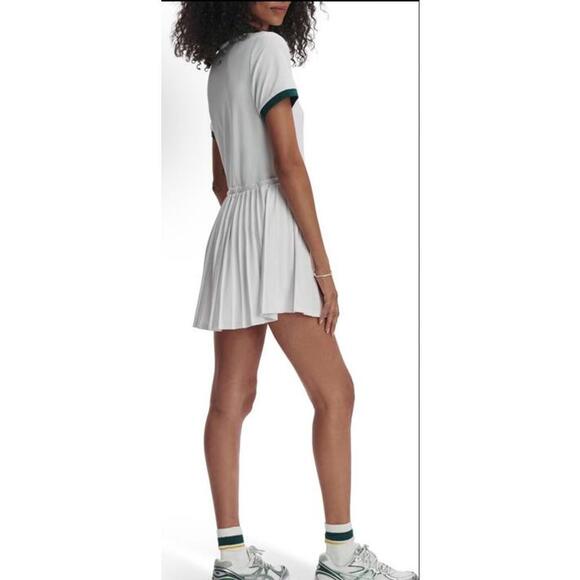 New Varley Paloma Short Sleeve Court Mini Dress In White/Forest Size M - Picture 3 of 13